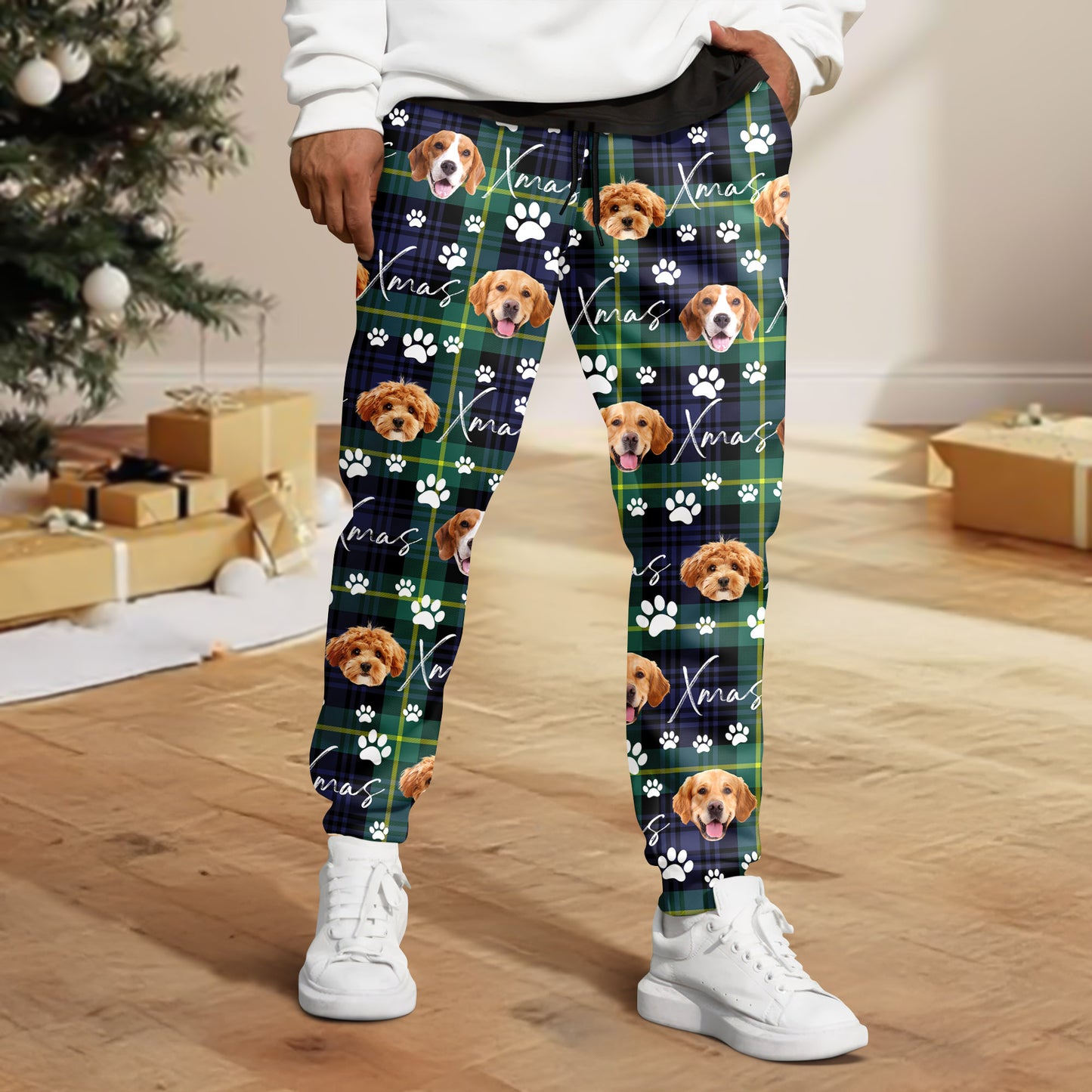 Merry Xmas Custom Face Photo Pajama Pants -  Christmas Gift
