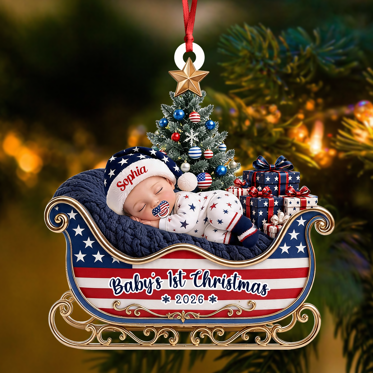 New Parents - Precious Little Bundle Of Joy 250 Years Of Freedom  - Real 3D Relief Ornament