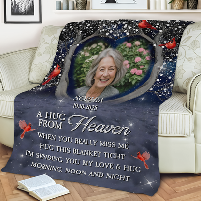 A Hug From Heaven Life Tree Sympathy Gift - Memorial Personalized Custom Blanket