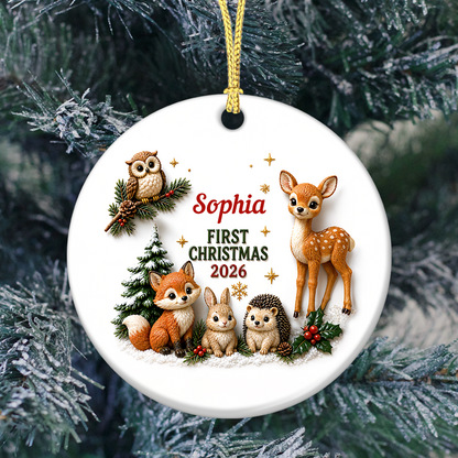 Baby First Christmas Woodland Animals - Real 3D Relief Ornament