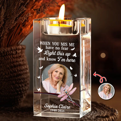 I Miss You - Personalized Crystal Candle Holder
