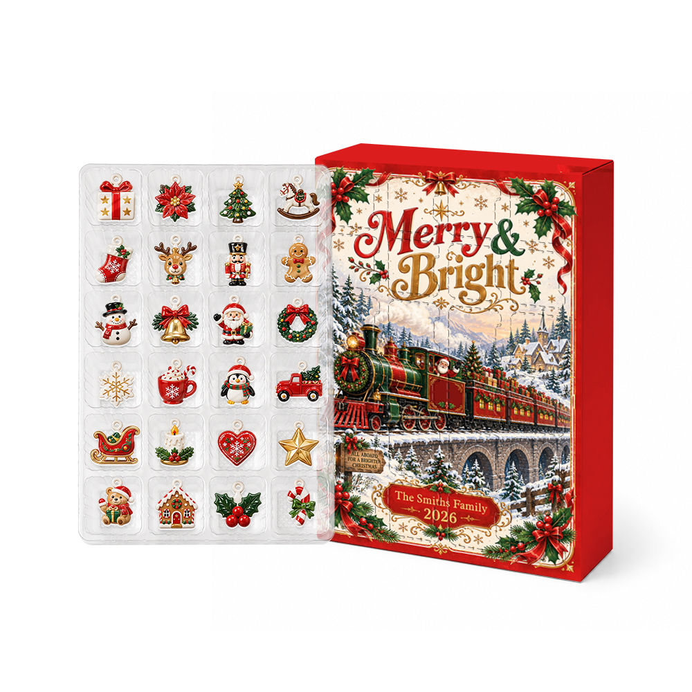 Merry And Bright Advent Calendar 2026 24 Day Christmas Countdown Box With Cute Figurines - Advent Calendar Box-Box&Acrylic
