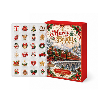 Merry And Bright Advent Calendar 2026 24 Day Christmas Countdown Box With Cute Figurines - Advent Calendar Box-Box&Acrylic