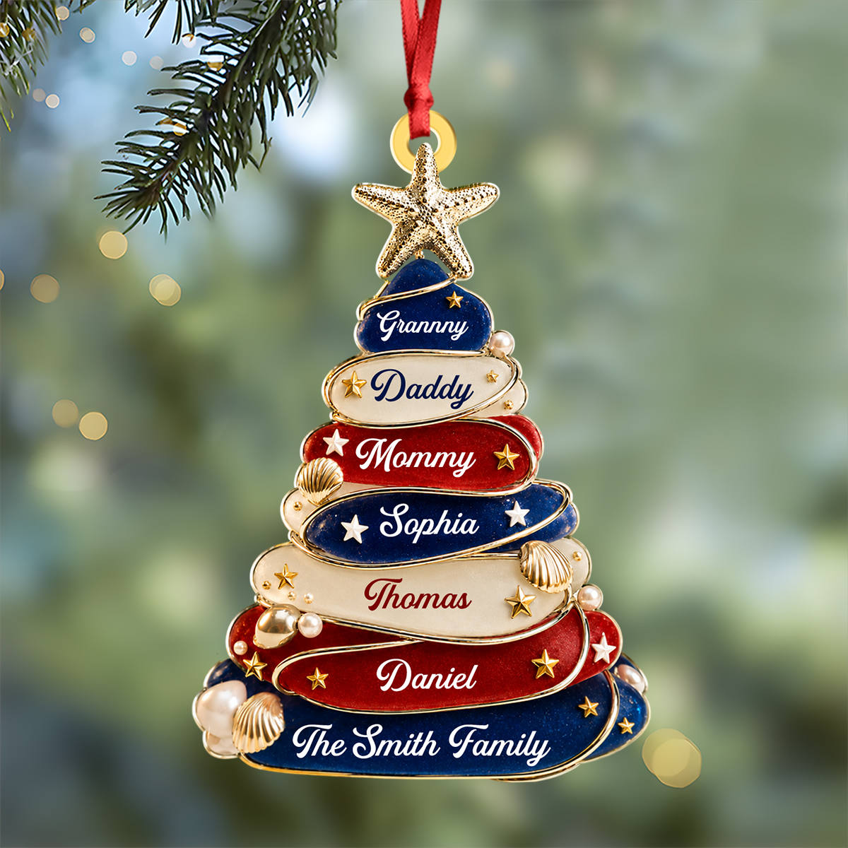 Christmas Tree Love United States Of America - Real 3D Relief Ornament