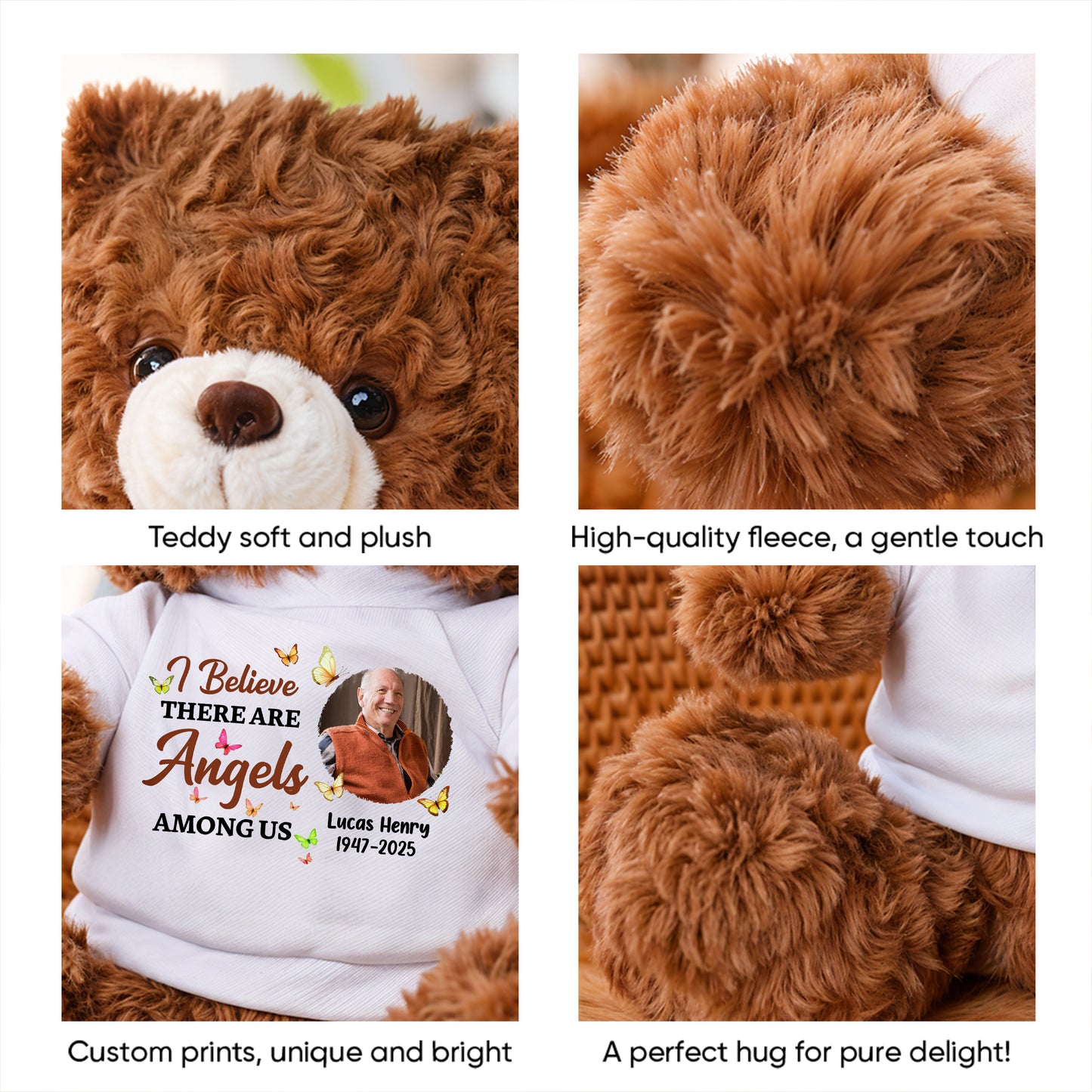 Angels Among Us Memorial - Memorial Personalized Custom Teddy Bear Plush