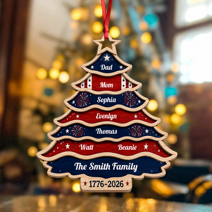 Personalized America 250th Anniversary Christmas United Like Branches Rooted In Pride - Real 3D Relief Ornament