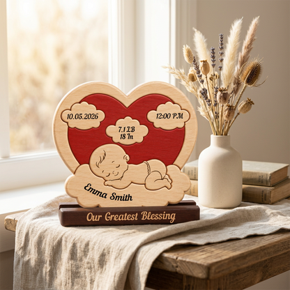 Personalized Baby New Born Cloud Puzzle - Custom Premium Wooden Name Puzzle - Christmas Gifts - New Mom New Dad