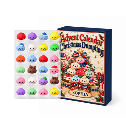 America Dumpling Advent Calendar - Dumpling Advent Calendar - 24 Mini Dumpling Squishies - Family Countdown Calendar