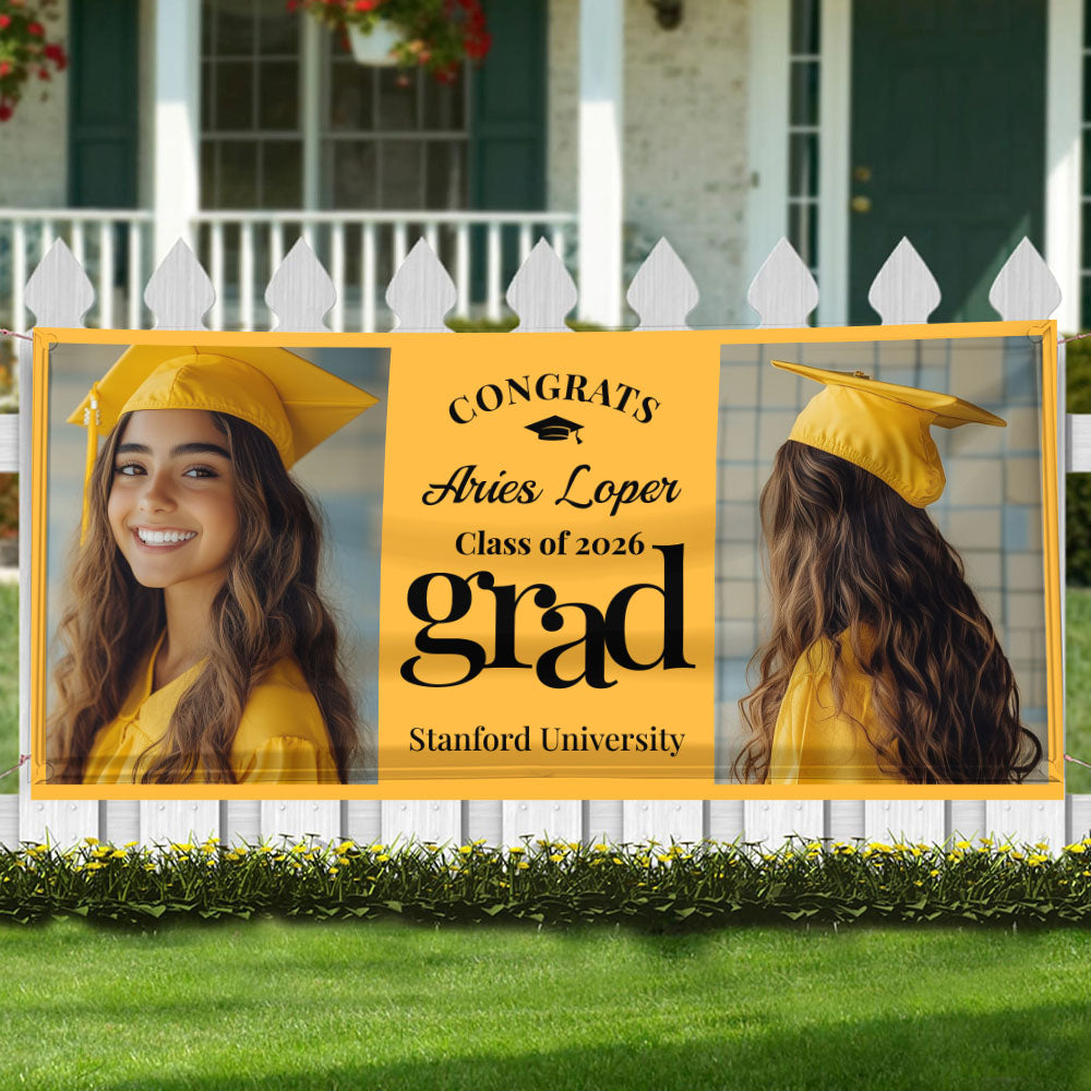Class Of  2026 Basic Custom Photo Congrats Personalized Banner - Graduation Decor