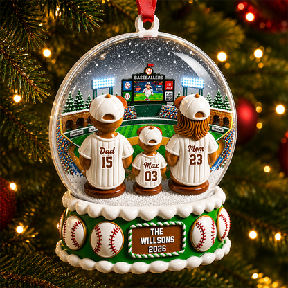 Gingerbread Baseball Family Watching Game Sport Lover - Real 3D Relief Ornament 2