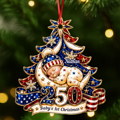 Christmas Gift For Newborn United States Of America - Real 3D Relief Ornament