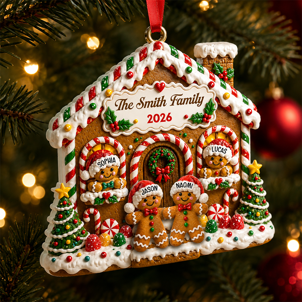 Gingerbread Family Sweet Memories Together - Real 3D Relief Ornament 2