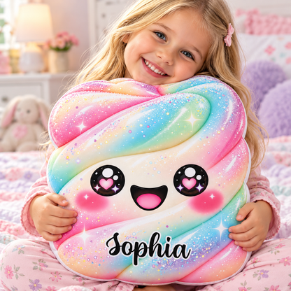 Rainbow Squishy Character Custom Shaped Pillow - Personalized Custom Pillow - Gifts for Kids