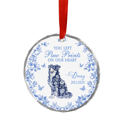 Flower Dog - Personalized Custom Glass Ornament