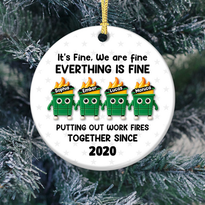 Putting Out Work Fires Together Work Bestie - Real 3D Ceramic Ornament