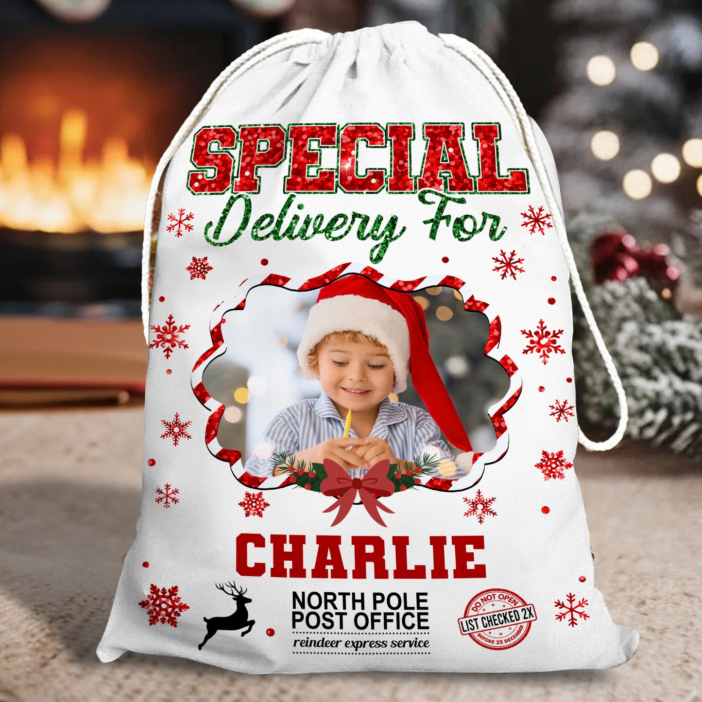 Personalized Christmas Glitter Bag - Christmas Bag Gift For Family - Christmas Sack