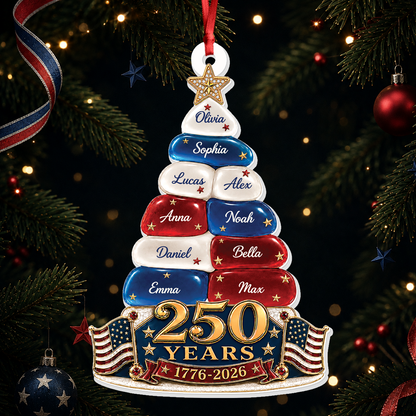 Sea Glass Christmas Tree 250 Years Of Freedom Anniversary - Real 3D Relief Ornament