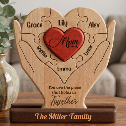 Personalized You Are The Piece That Holds Us Together Family Puzzle - Custom Wooden Name Puzzle