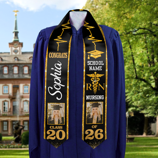 Custom Nurse Glitter Class of 2026 Stoles Sash - Personalized Gift For Graduation - Senior Gift