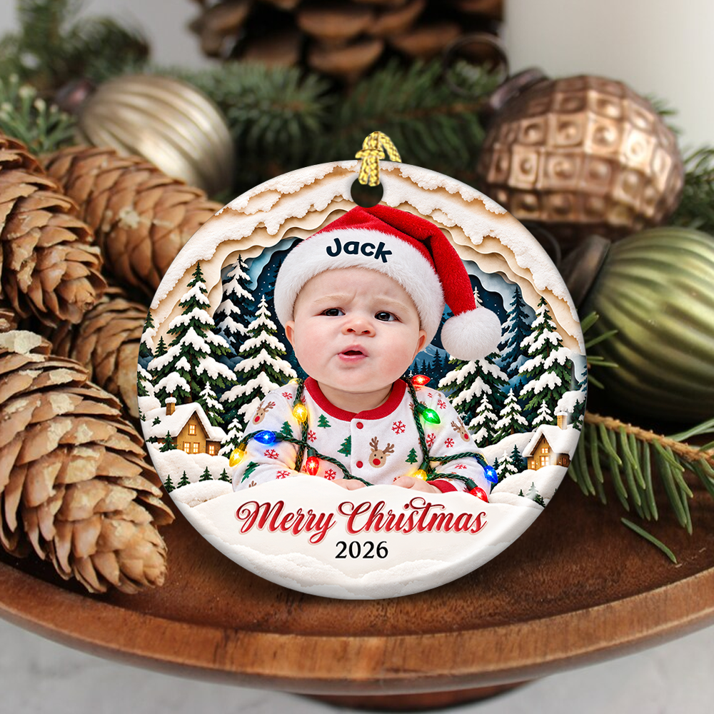 Funny Photo Merry Christmas - Real 3D Relief Ornament
