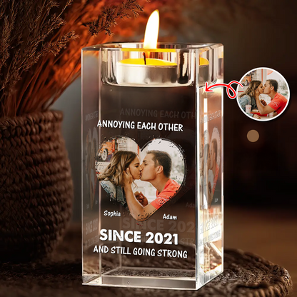 Forever In Love - Personalized Crystal Candle Holder