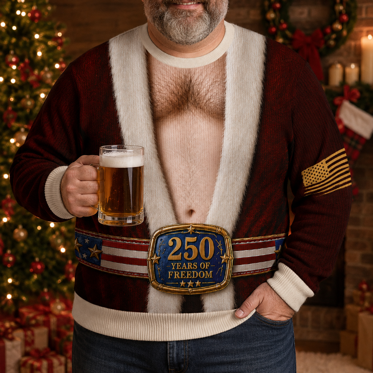Cheeky 250th Anniversary Christmas - Personalized All-Over-Print Sweatshirt - Wool Sweater