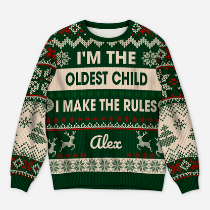 Oldest Middle Youngest Child Ugly Sweater - Personalized All-Over-Print Sweatshirt - Wool Sweater