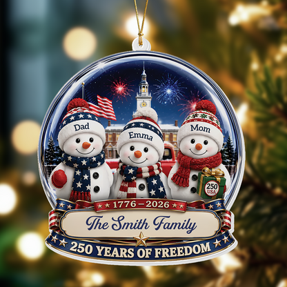 Snowman Family Christmas Merry Christmas - Real 3D Relief Ornament