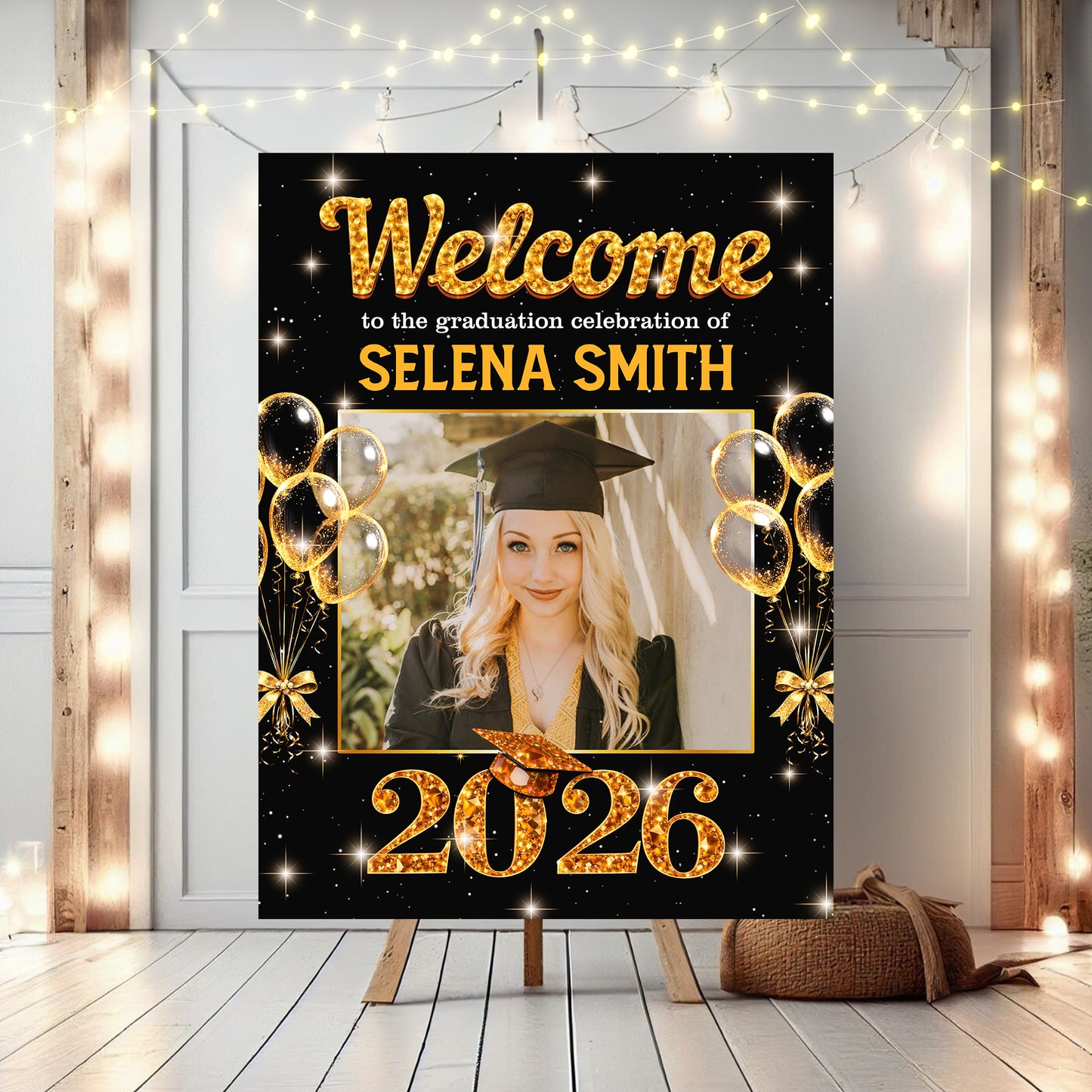 Congrats Graduation Diamond - Personalized Graduation Welcome Sign - Custom Photo Welcome Sign