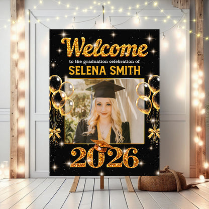Congrats Graduation Diamond - Personalized Graduation Welcome Sign - Custom Photo Welcome Sign