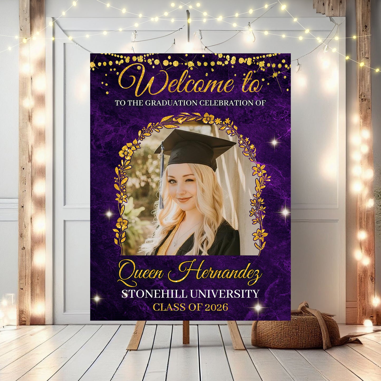 Class Of 2026 Light Graduation Party - Personalized Graduation Welcome Sign - Graduation Gifts