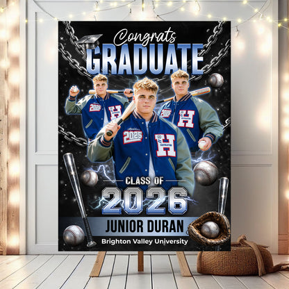 Class Of 2026 Sport Personalized Graduation Welcome Sign - Custom Photo Welcome Sign - Graduation Gifts