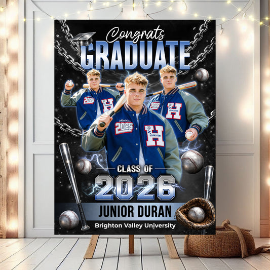Class Of 2026 Sport Personalized Graduation Welcome Sign - Custom Photo Welcome Sign - Graduation Gifts