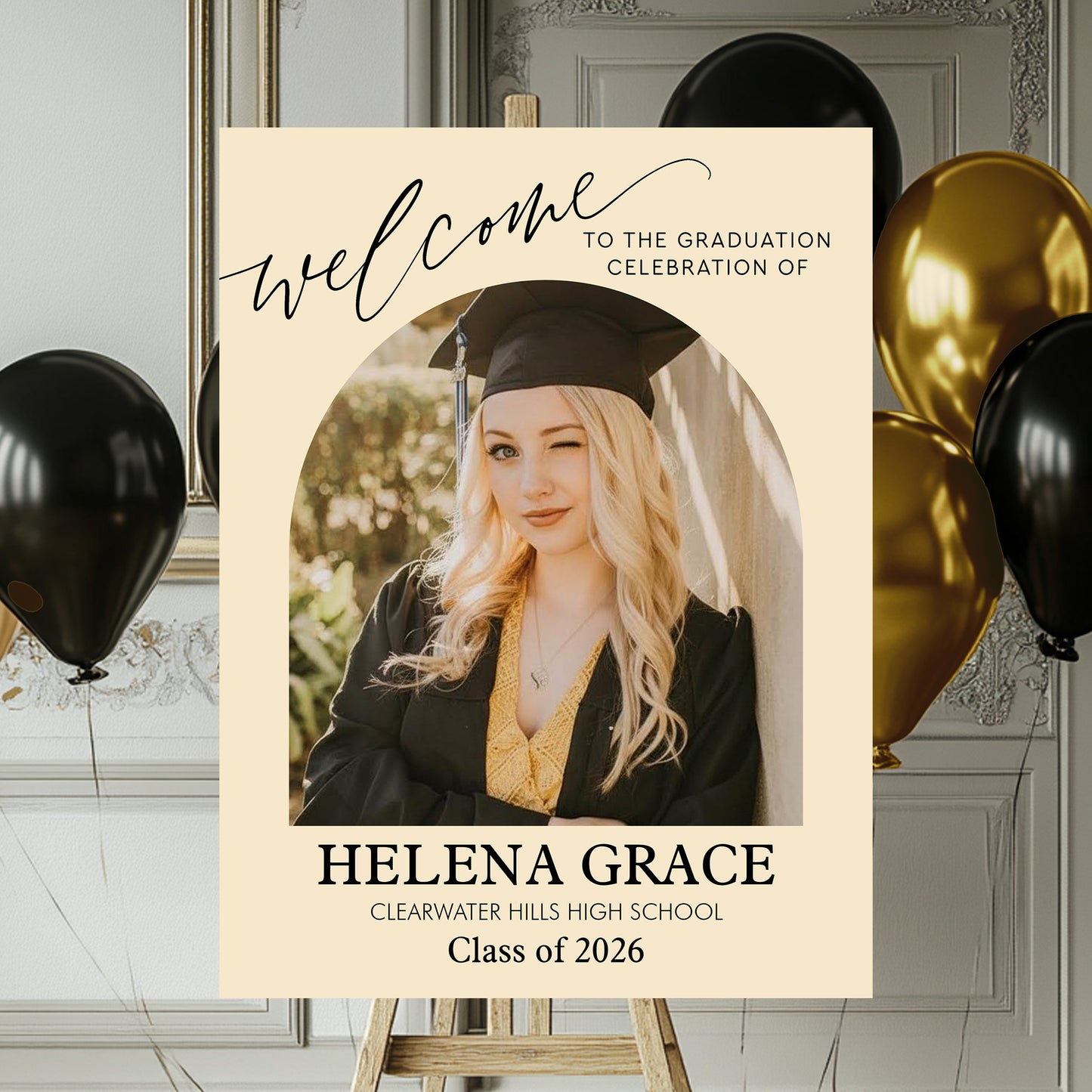 Congrats Graduation Color - Personalized Graduation Welcome Sign - Custom Photo Welcome Sign