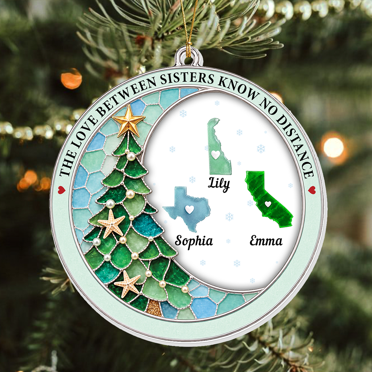 Connected By Heart Never Apart Merry Christmas - Real 3D Relief Ornament