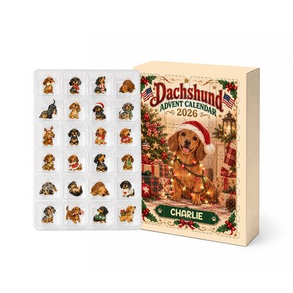Dachshund Advent Calendar 2026 24 Day Christmas Countdown Box With Cute Cat Figurines - Advent Calendar Box-Box&Acrylic