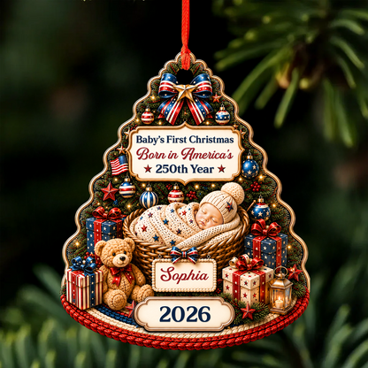 Our Patriotic Little Miracle Baby New Parents - Real 3D Relief Ornament 2