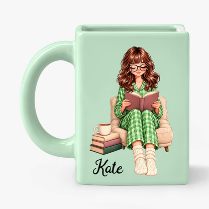 Custom Book Lovers Shaped Mug - Personalized Name Gifts - Best Friend, Christmas & Birthday Friendship Keepsake Gift •