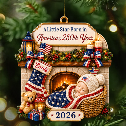 A Little Star Born in America’s 250th New Parents - Real 3D Relief Ornament 2