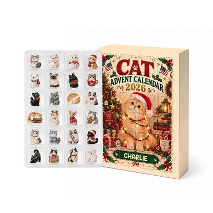 Cat Advent Calendar 2026 24 Day Christmas Countdown Box With Cute Cat Figurines - Advent Calendar Box-Box&Acrylic