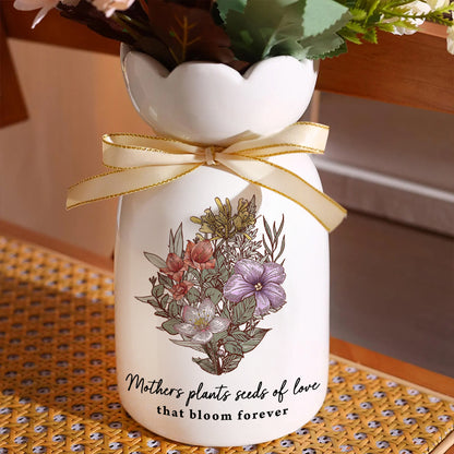 Mothers Plant Seed Of Love - Personalized Custom Ribbon Tie Flower Vase
