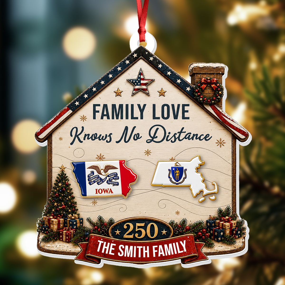 American We Stand Merry Christmas - Real 3D Relief Ornament