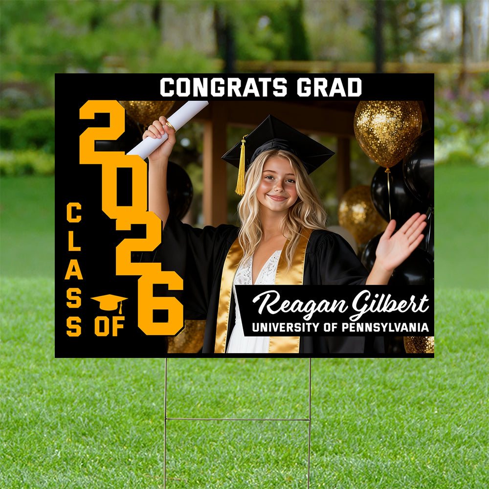 Graduation Classic Lawn Sign, Graduation Gift - Personalized Graduation Yarn Sign With Stake