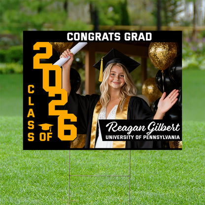Graduation Classic Lawn Sign, Graduation Gift - Personalized Graduation Yarn Sign With Stake