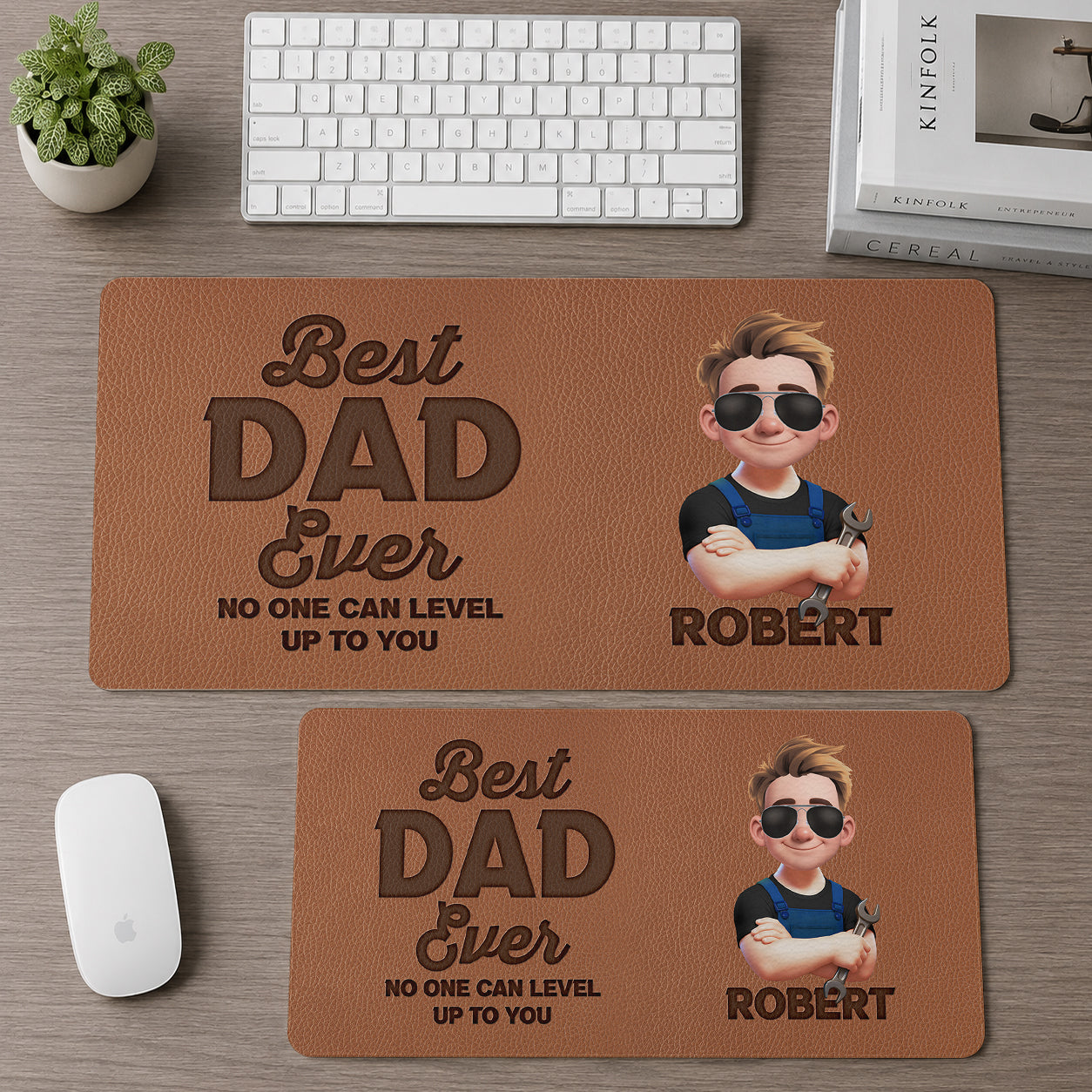 Best Dad Ever Custom - Personalized Leather Desk Mat
