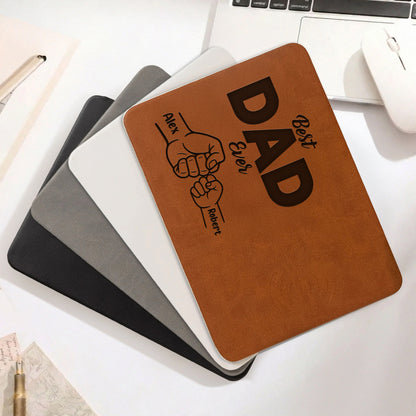 Father's Day Gifts, Custom Photo Pencil Sketch Best Dad Ever - Personalized Leather Charging Mat