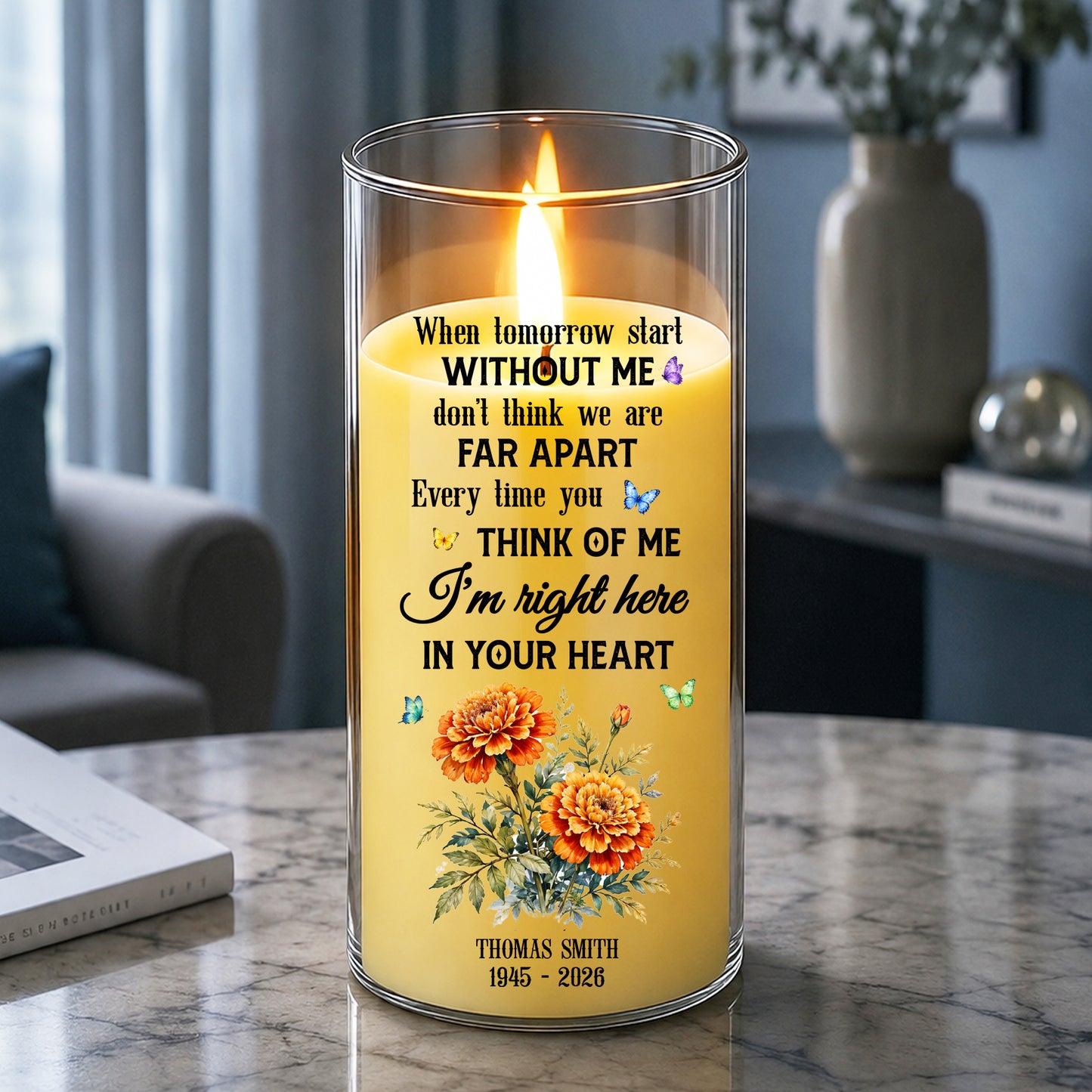 When Tomorrow Starts Without Me Memorial Candle - Personalized Flameless LED Candle