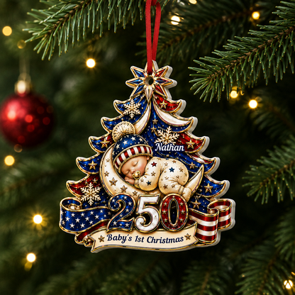 Christmas Gift For Newborn United States Of America - Real 3D Relief Ornament
