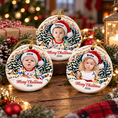Funny Photo Merry Christmas - Real 3D Relief Ornament