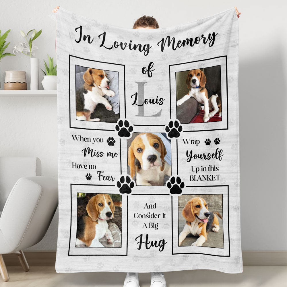 A Hug From Heaven Dog Lover - Memorial Personalized Custom Blanket - Sympathy Gift